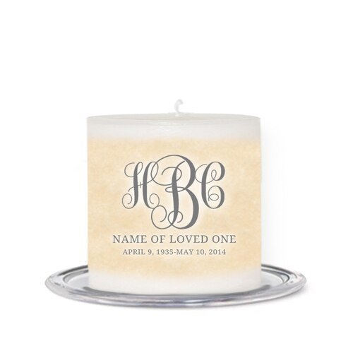 Monograms Personalized Small Wax Memorial Candle - The Funeral Program Site