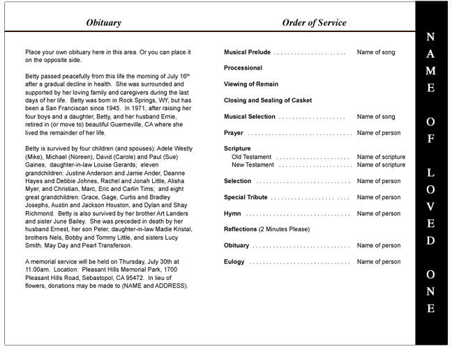 Motorcycle 4 - Sided Graduated Funeral Program Template - The Funeral Program Site