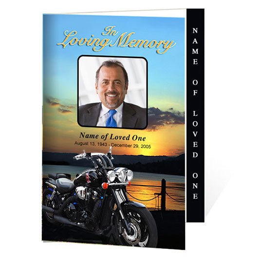 Motorcycle 4 - Sided Graduated Funeral Program Template - The Funeral Program Site