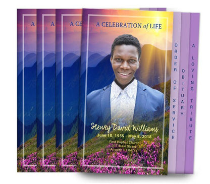 Mountaintop 8 - Sided Graduated Funeral Program Design & Print (Pack 50) - The Funeral Program Site