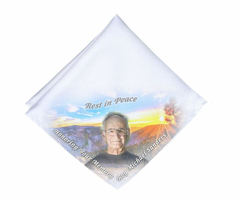 Mountaintop Horizon Personalized Memorial Handkerchief - The Funeral Program Site