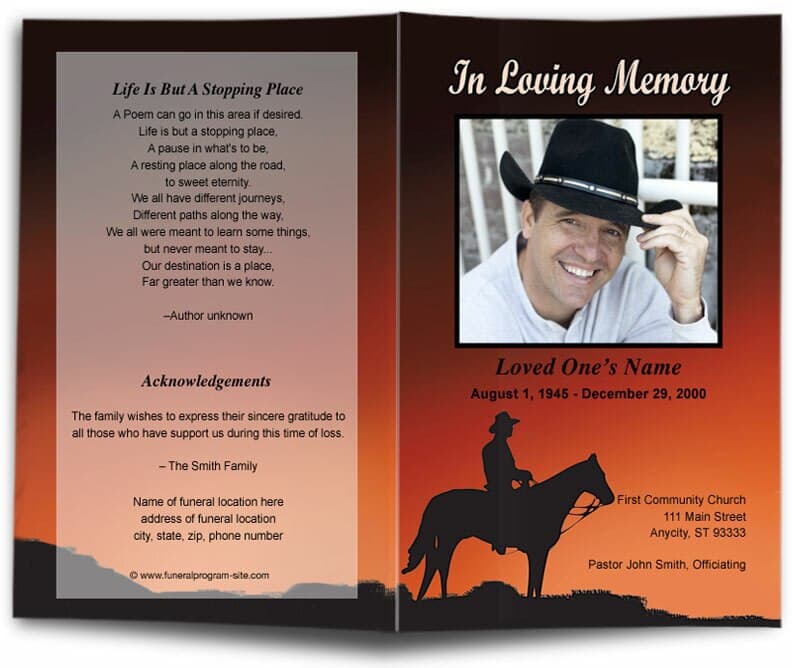 Mustang Funeral Program Template - The Funeral Program Site