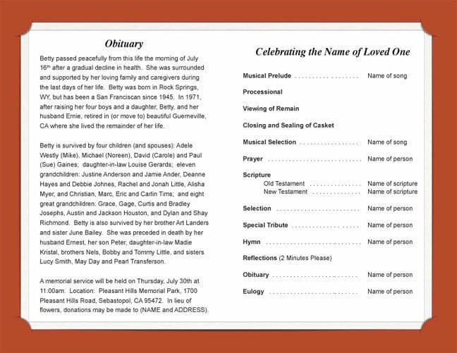 Mustang Funeral Program Template - The Funeral Program Site