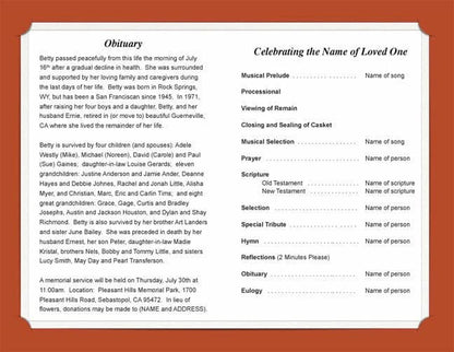 Mustang Funeral Program Template - The Funeral Program Site