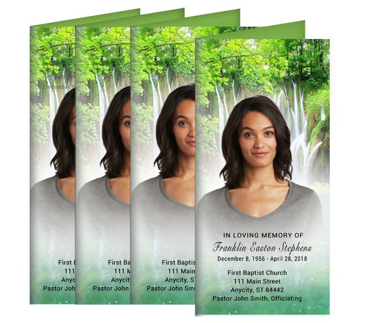 Natural Waters Long Fold Program Design & Print (Pack of 50) - The Funeral Program Site