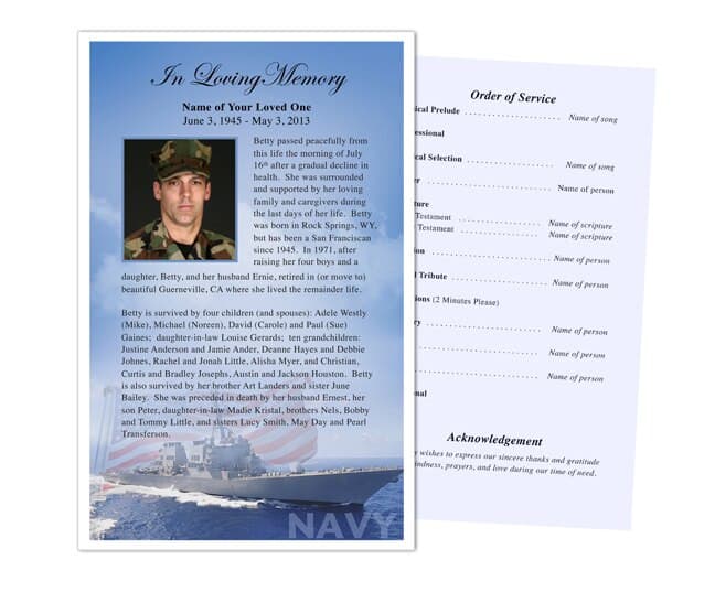 Navy Funeral Flyer Template - The Funeral Program Site