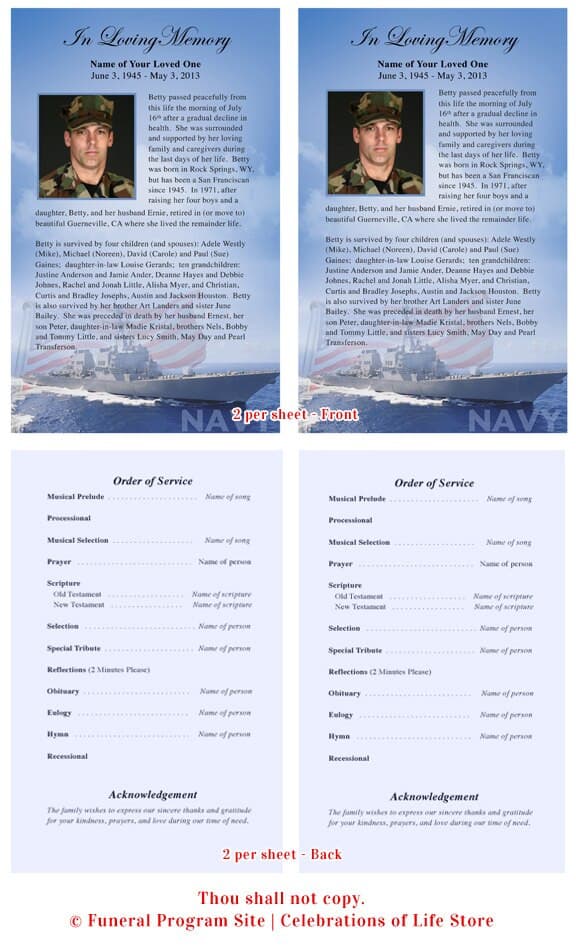 Navy Funeral Flyer Template - The Funeral Program Site