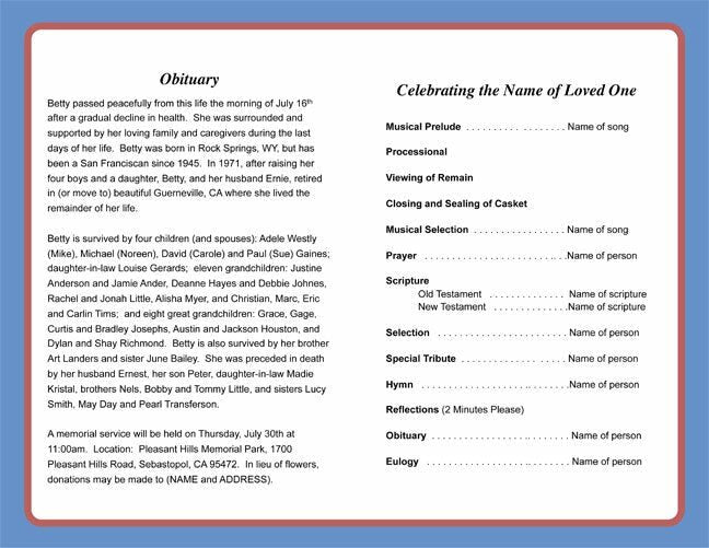 Navy Funeral Program Template - The Funeral Program Site