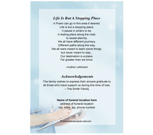 Nurse 4 - Sided Graduated Funeral Program Template - The Funeral Program Site