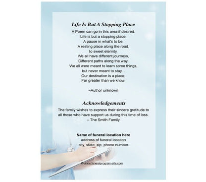 Nurse 4 - Sided Graduated Funeral Program Template - The Funeral Program Site