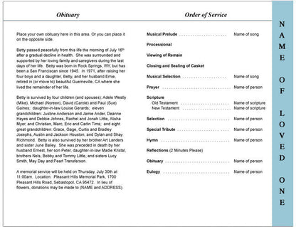 Nurse 4 - Sided Graduated Funeral Program Template - The Funeral Program Site