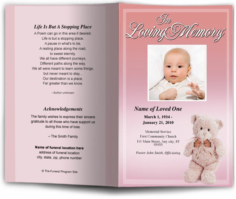 Nursery Funeral Program Template - The Funeral Program Site