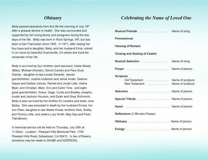 Nursery Funeral Program Template - The Funeral Program Site