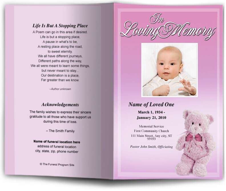 Nursery Funeral Program Template - The Funeral Program Site