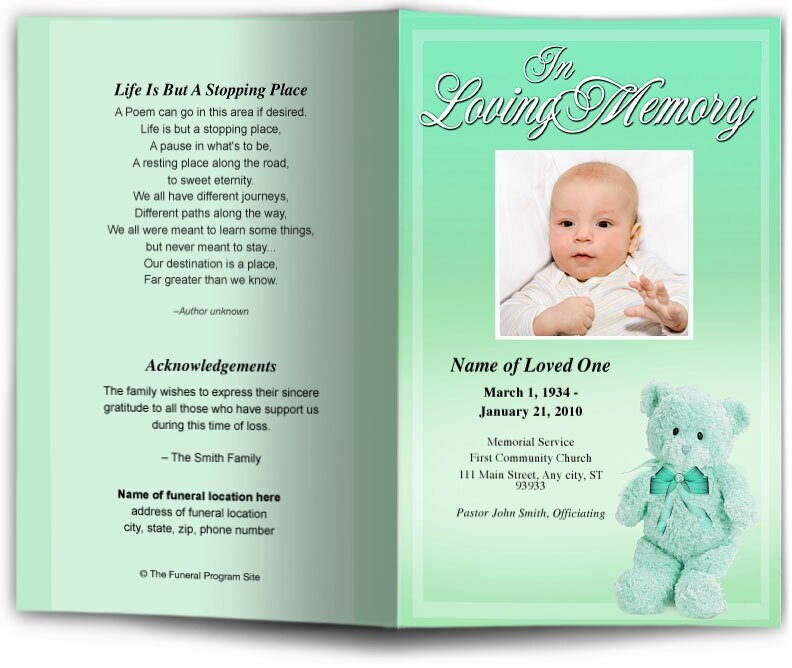 Nursery Funeral Program Template - The Funeral Program Site