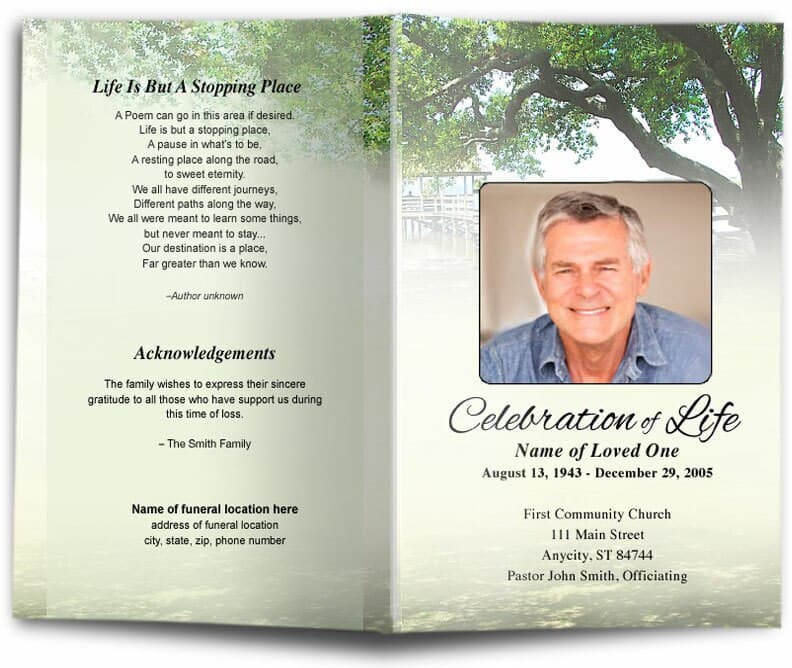 Oakridge Funeral Program Template - The Funeral Program Site