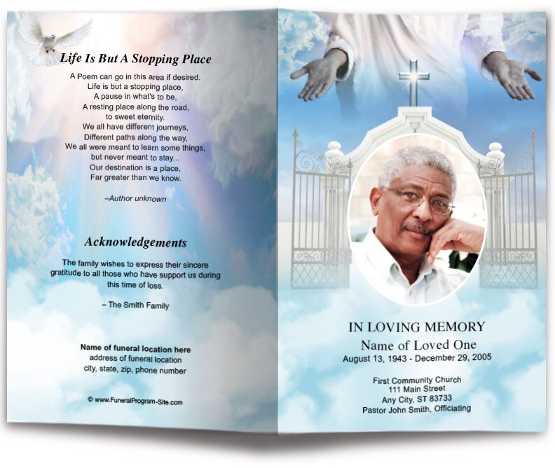 Open Arms Funeral Program Template - The Funeral Program Site