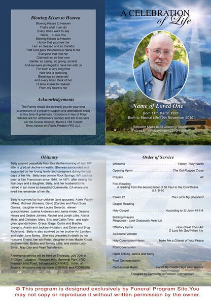 Outdoor A4 Funeral Order of Service Template - The Funeral Program Site