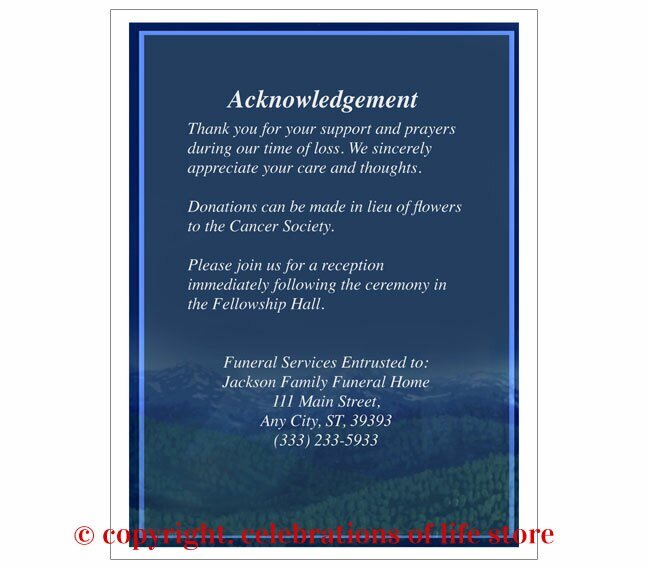 Outdoor Small Memorial Card Template - The Funeral Program Site