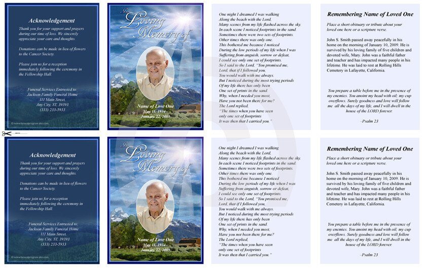 Outdoor Small Memorial Card Template - The Funeral Program Site