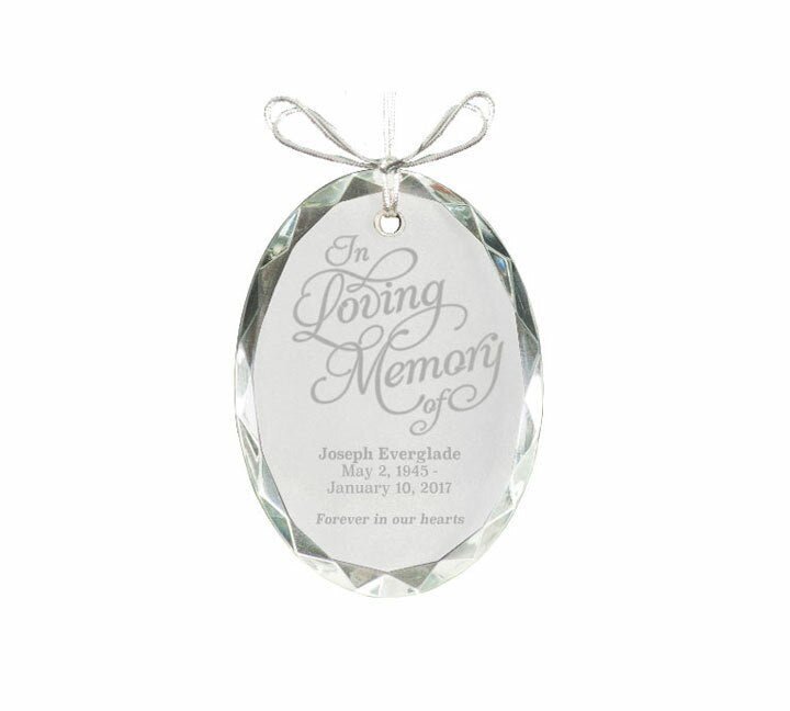 Oval Bevel Edge Crystal Christmas Ornament - The Funeral Program Site