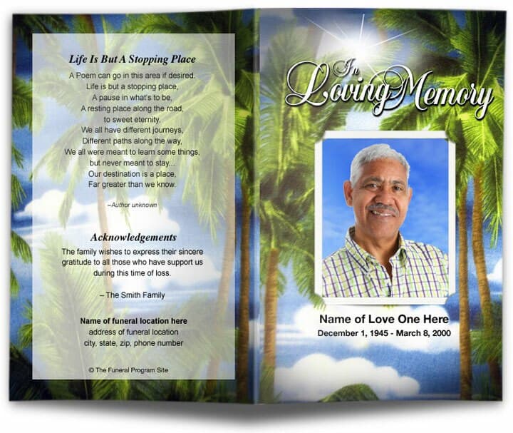 Paradise Funeral Program Template - The Funeral Program Site