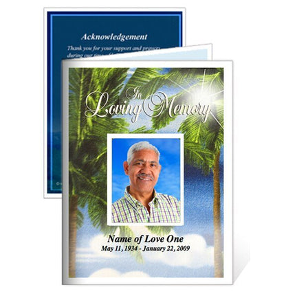 Paradise Small Memorial Card Template - The Funeral Program Site