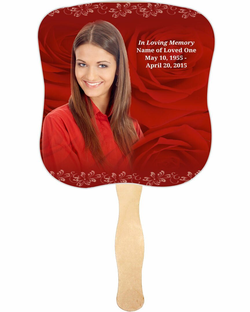 Passion Cardstock Memorial Fan With Wooden Handle (Pack of 10) - The Funeral Program Site