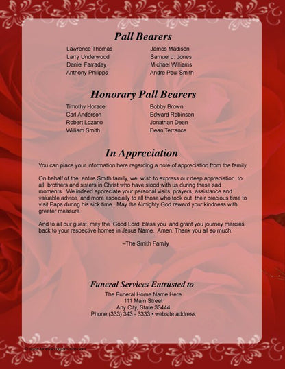 Passion Funeral Booklet Template - The Funeral Program Site