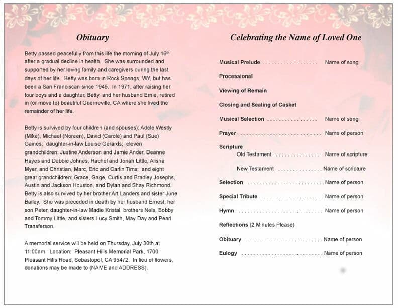 Passion Funeral Program Template - The Funeral Program Site