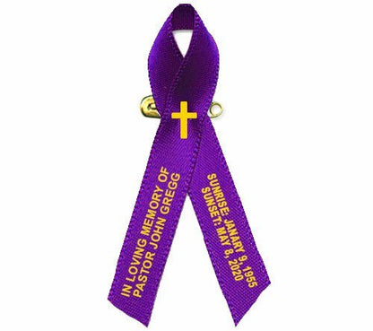 Pastor Religious Faith Based Personalized Awareness Ribbon - Pack of 10 - The Funeral Program Site