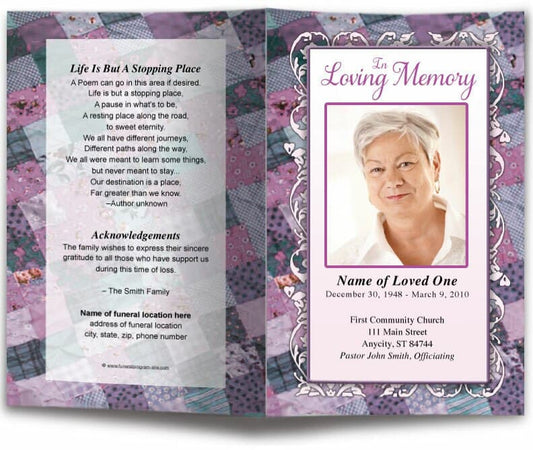 Patchwork Funeral Program Template - The Funeral Program Site