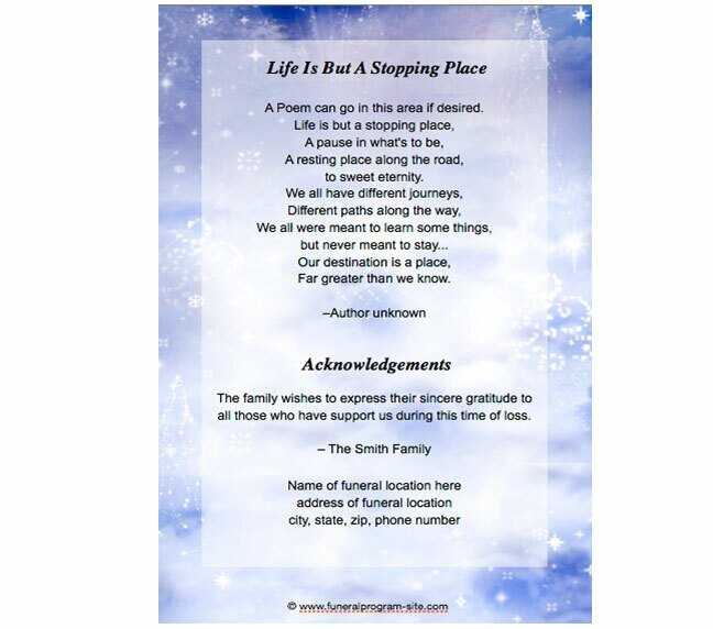 Pathway 4 - Sided Funeral Graduated Program Template - The Funeral Program Site