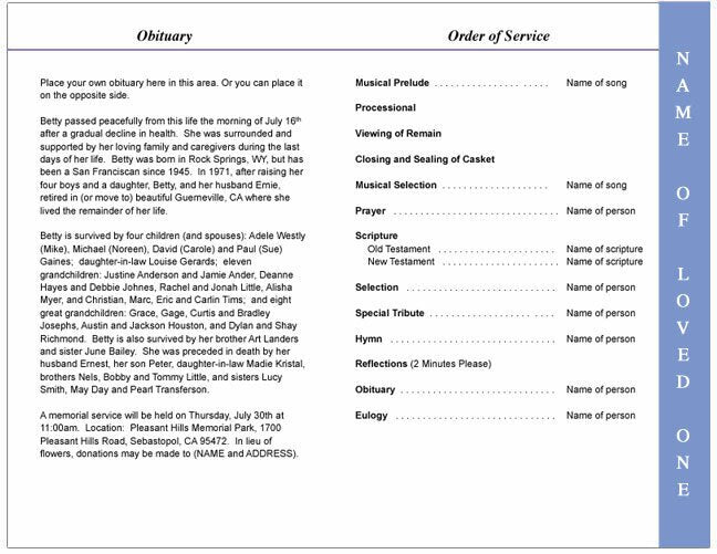 Pathway 4 - Sided Funeral Graduated Program Template - The Funeral Program Site