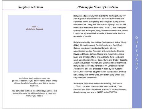 Pathway 8 - Sided Graduated Funeral Program Template - The Funeral Program Site