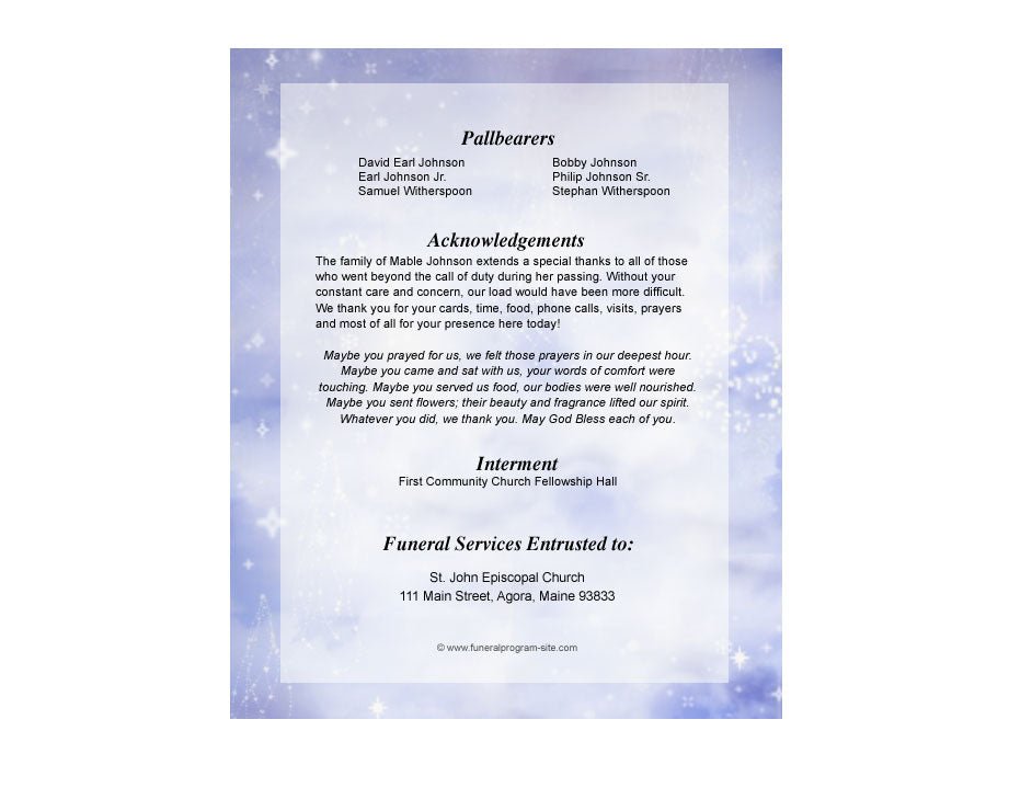 Pathway A4 Funeral Order of Service Template - The Funeral Program Site