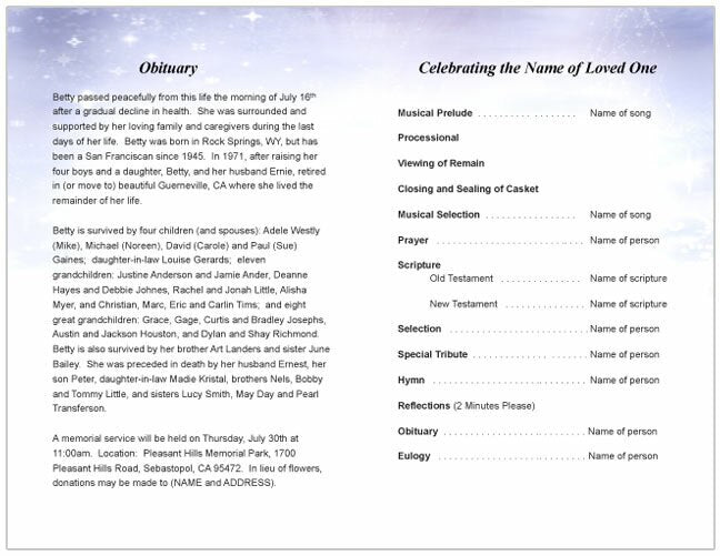 Pathway Funeral Program Template - The Funeral Program Site