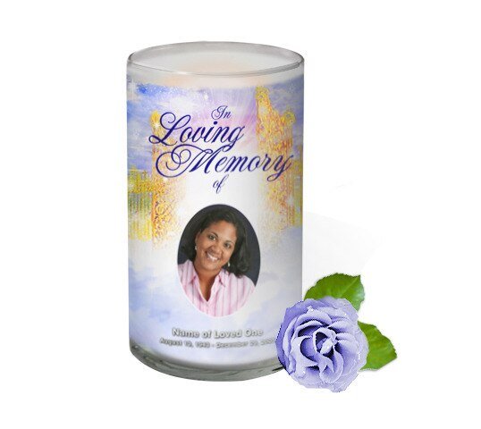 Pathway Personalized Glass Memorial Candle - The Funeral Program Site