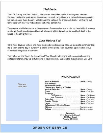 Peace 8 - Sided Graduated Bottom Fold Template - The Funeral Program Site