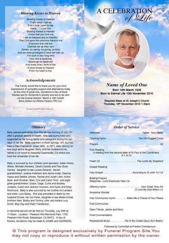 Peace A4 Funeral Order of Service Template - The Funeral Program Site