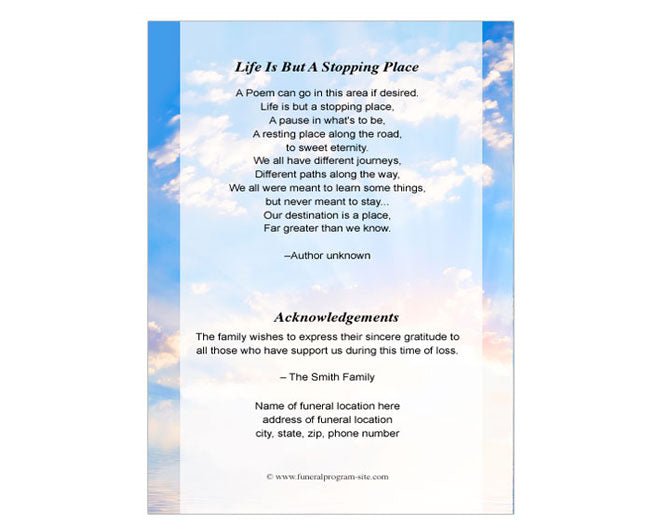 Peace A4 Funeral Order of Service Template - The Funeral Program Site