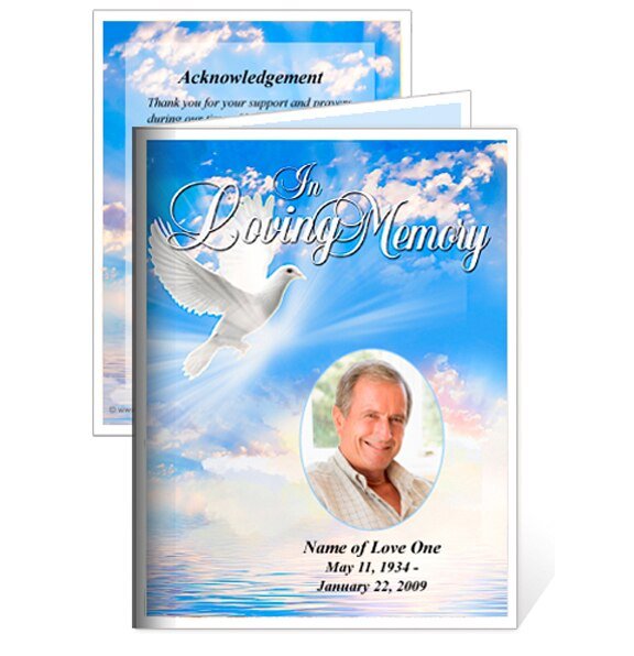 Peace Small Memorial Card Template - The Funeral Program Site