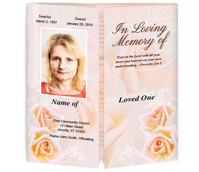 Peach Lace Gatefold Program Template - The Funeral Program Site