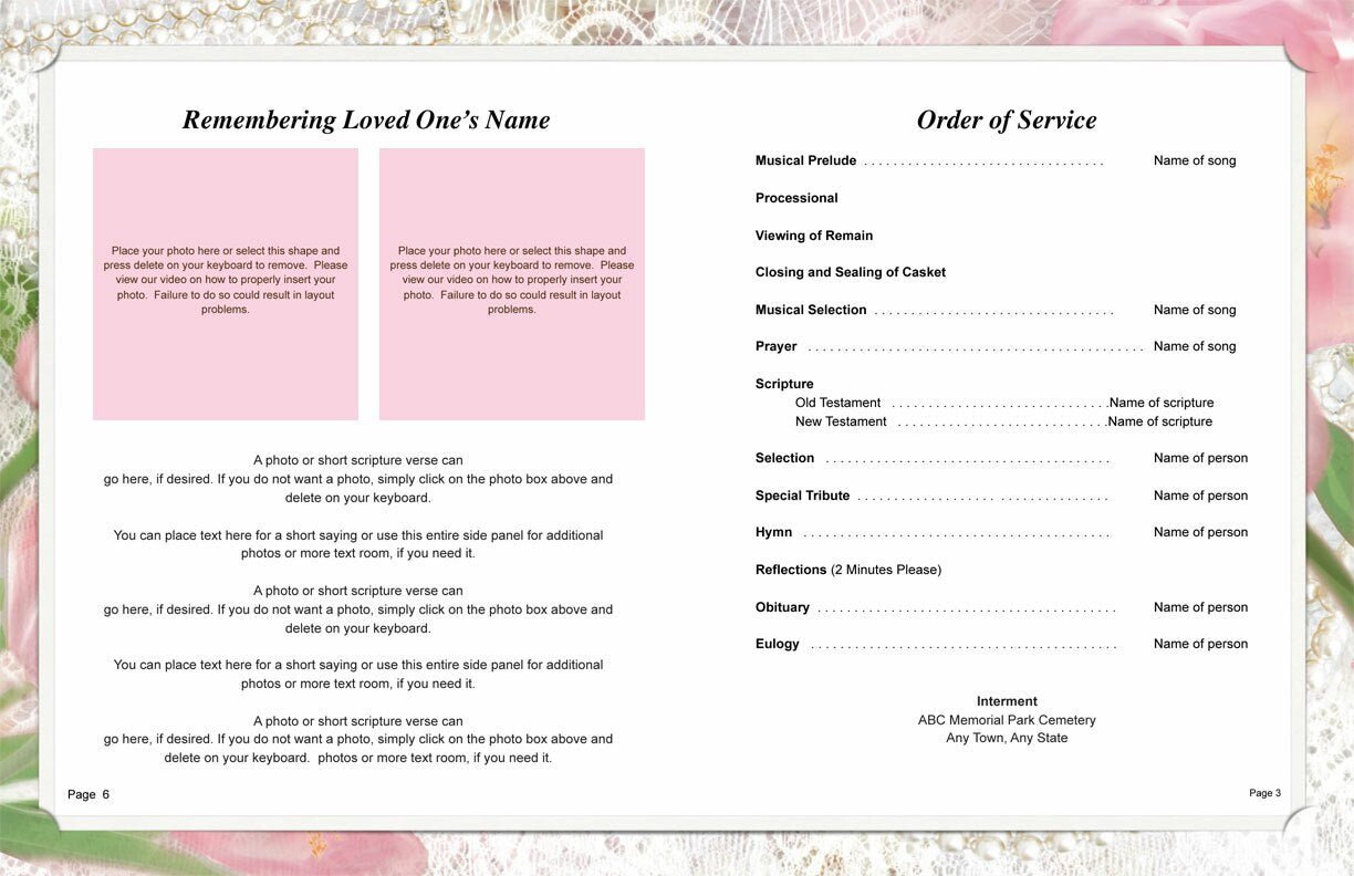 Pearls Funeral Booklet Template - The Funeral Program Site