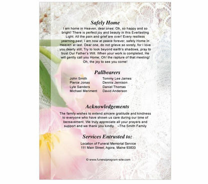 Pearls Funeral Booklet Template - The Funeral Program Site