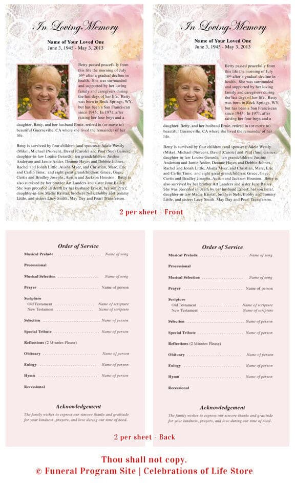 Pearls Funeral Flyer Template - The Funeral Program Site