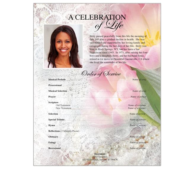 Pearls Funeral Flyer Template - The Funeral Program Site