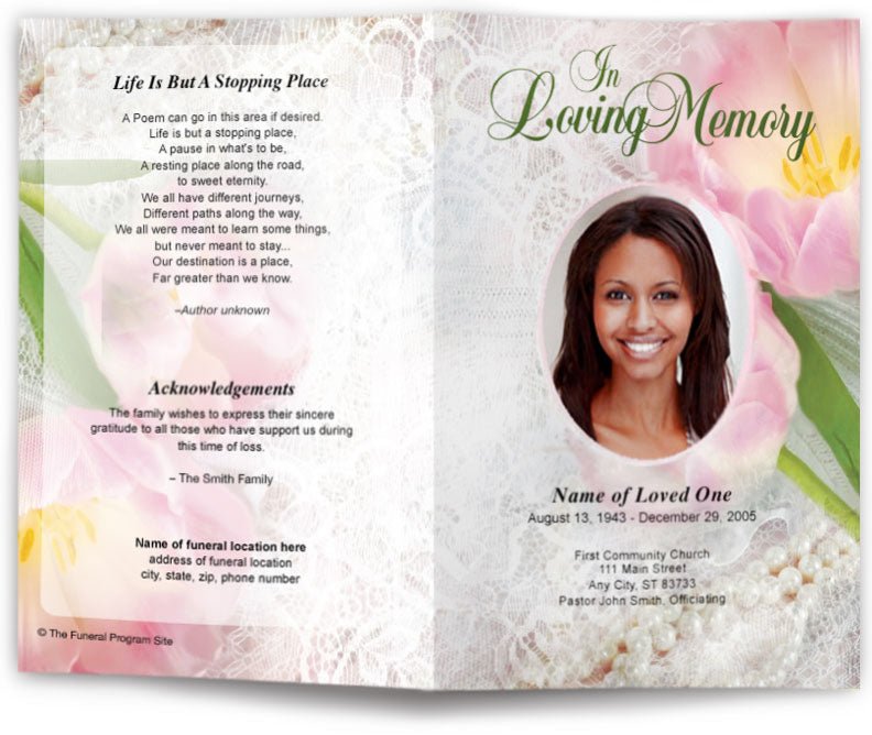 Pearls Funeral Program Template - The Funeral Program Site