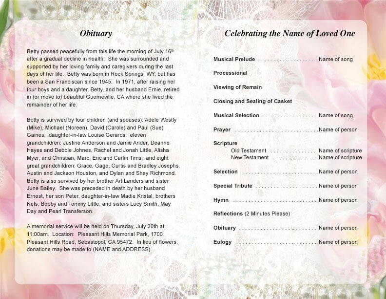 Pearls Funeral Program Template - The Funeral Program Site