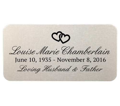 Personalized 1.5 x 3 Rounded Rectangle Memorial Urn Plate - The Funeral Program Site